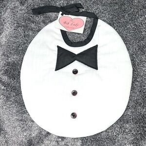 VINTAGE BABY BIB BOW TIE SUIT SHIRT AND BUTTONS THE BIB LADY COLLECTIONS 1980”s